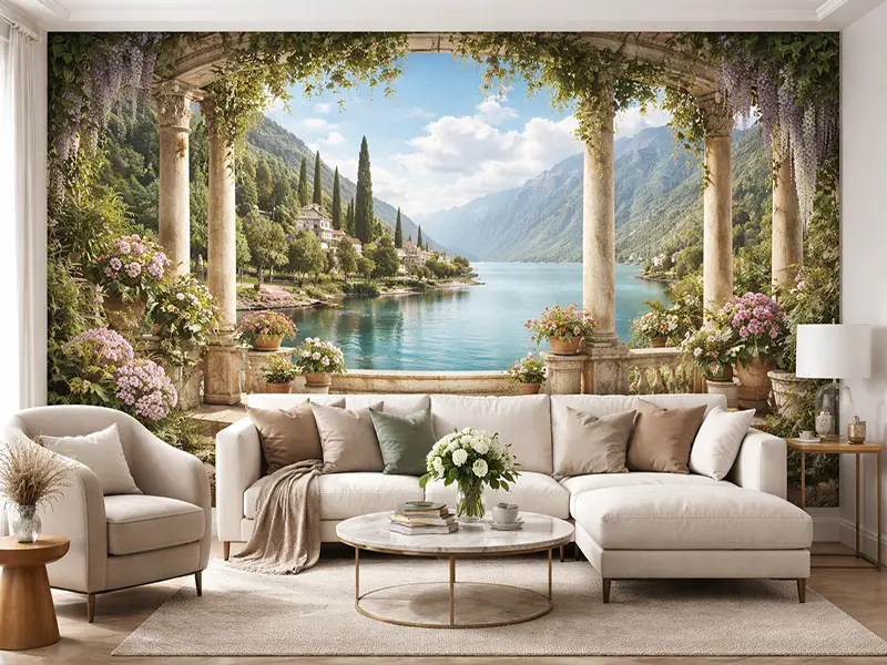 Réalisation mur tendu trompe-l’oeil