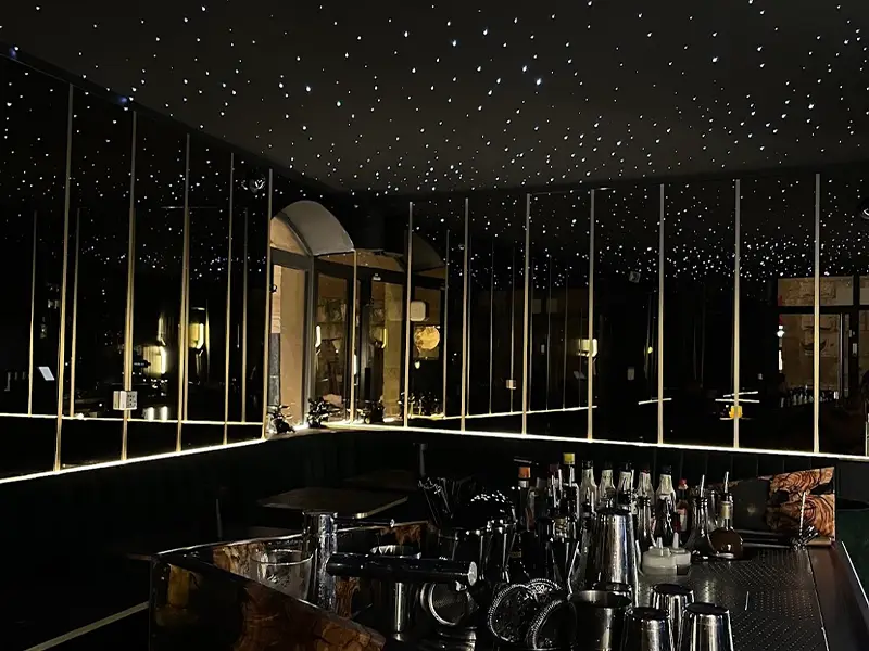 Réalisation plafond tendu effet ciel etoile retro-eclaire P2M